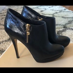 Michael Kors Black Leather Embossed York Bootie